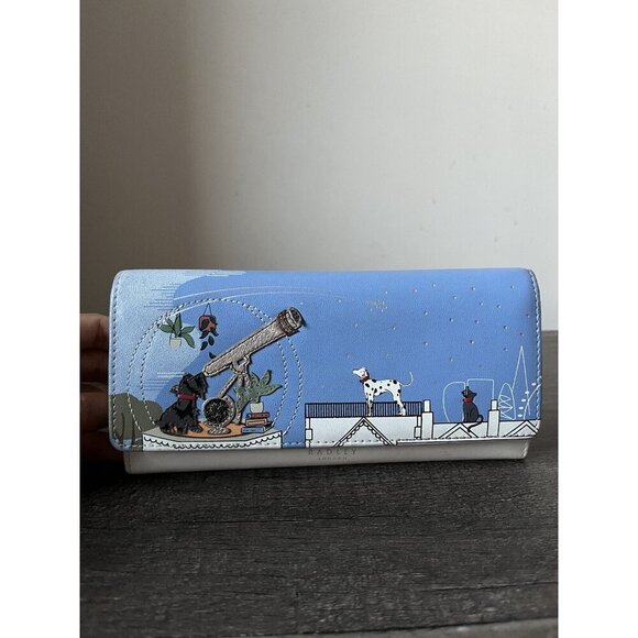 Radley London The Observatory Flapover Leather Matinee Wallet Dalmatian Scottie - Picture 1 of 10